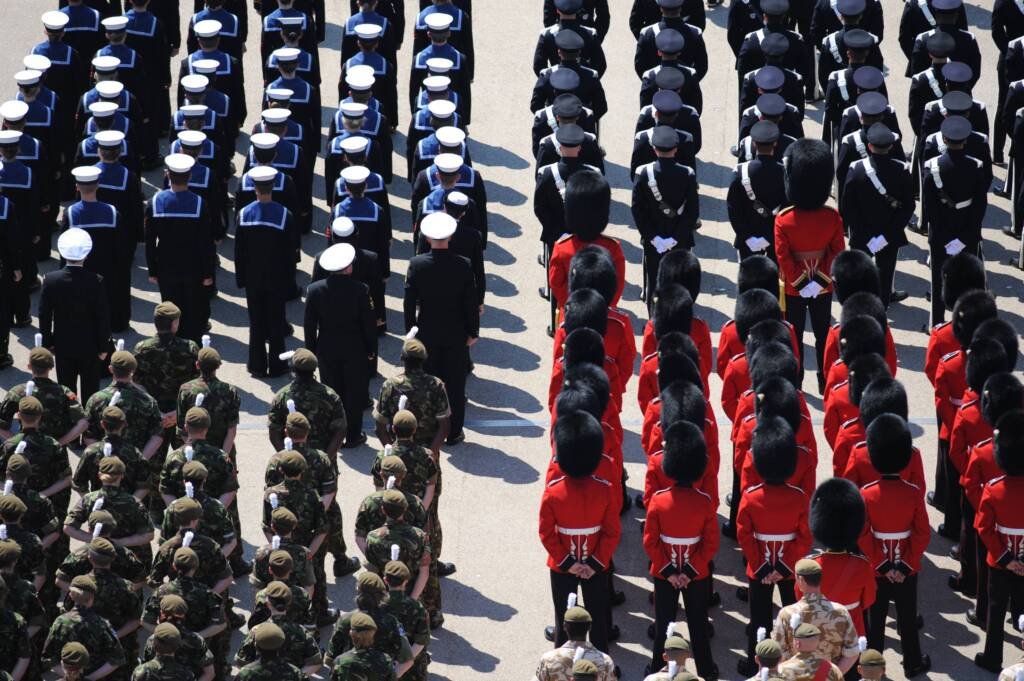 Pictured:
Tri-Service troops march onto the parade ground in Cardiff for Armed Forces Day 2010.
Story:
On Saturday June 26 2010 Cardiff hosted the Armed Forces Day national event in the presence of TRH's Prince Charles and the Duchess of of Cornwall.
The event is only the second of its kind to be held in the UK and was the first time Wales had played host.
The day is an annual opportunity for the nation to show their support of the men and women who make up the Armed Forces community, from currently serving troops to service families, and from veterans to
cadets.
